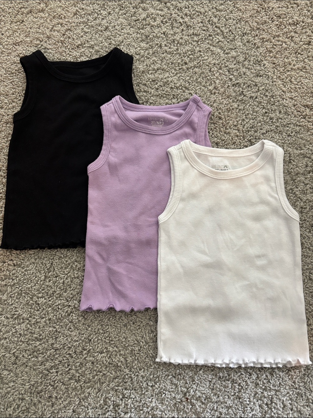 Garanimals Ribbed Tank Tops in Black, Lavender, White
